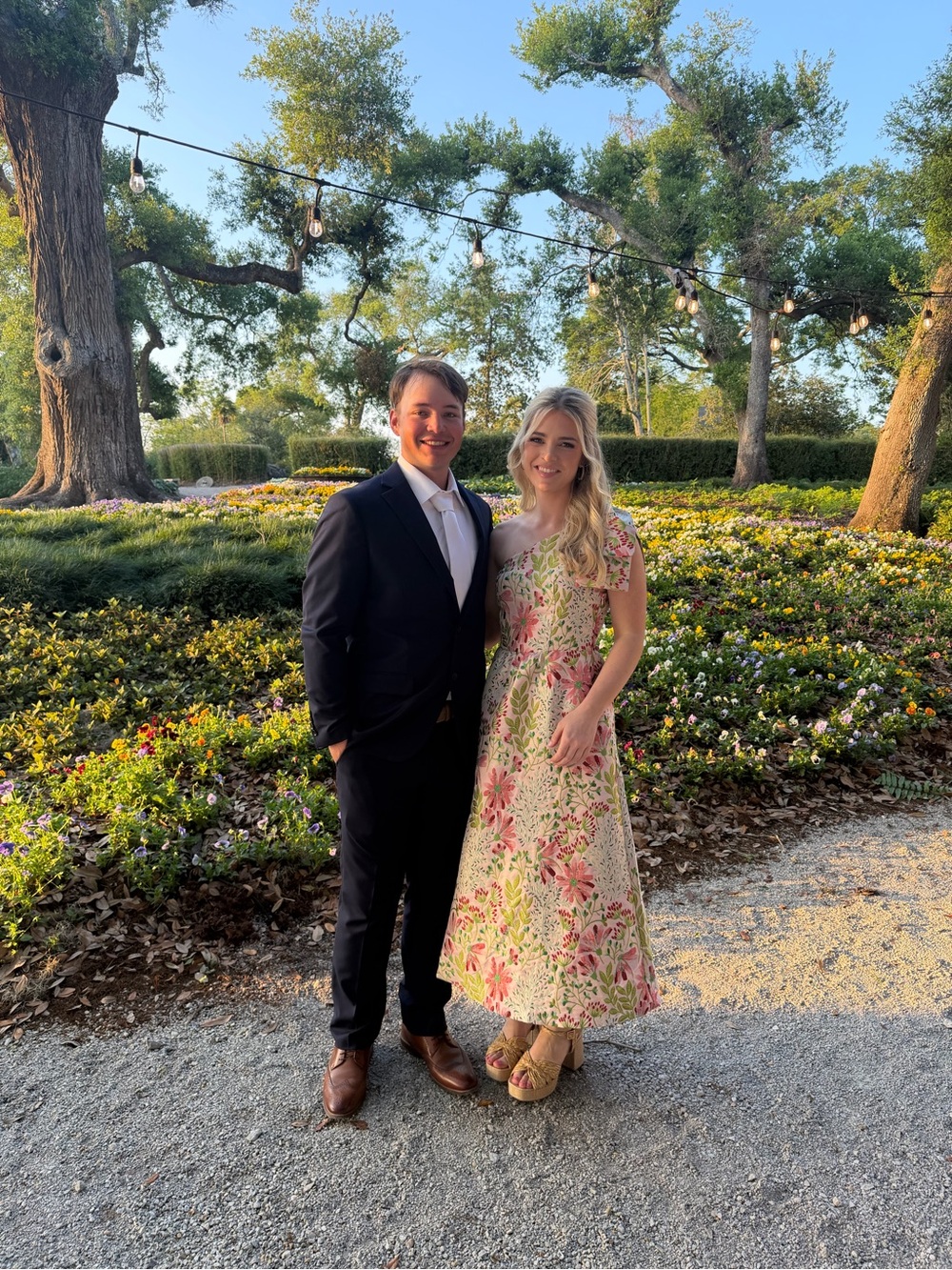 Floral One-Shoulder Midi Dress in Pink & Green - Picture 2 of 2